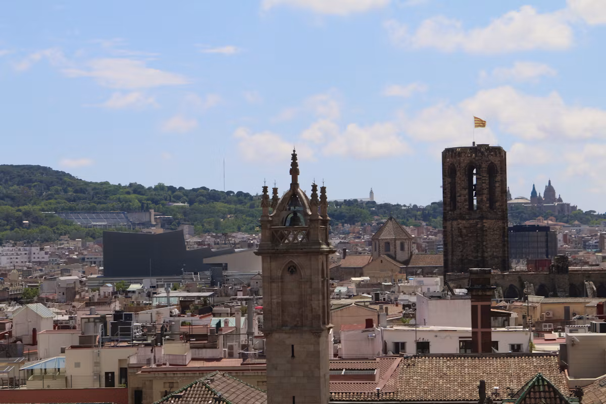 Gothic Quarter bell towers, with Montjuïc behind